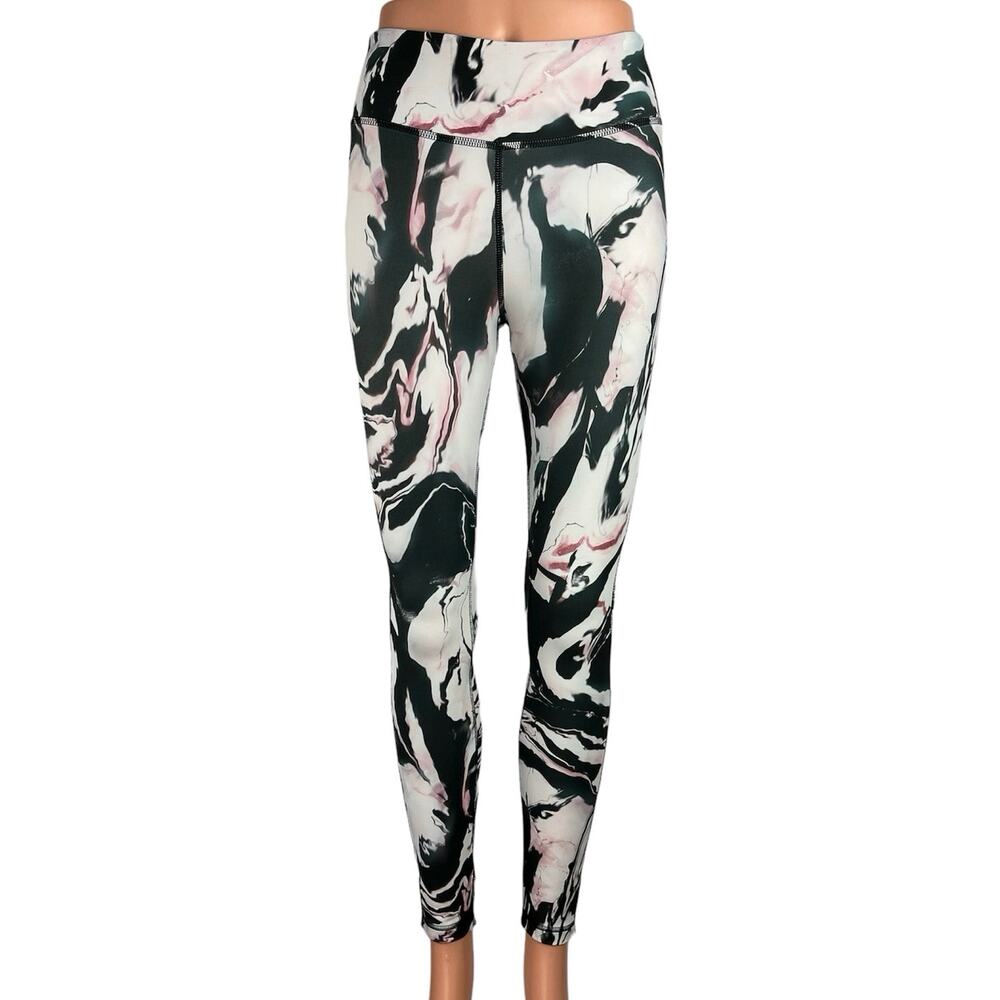 Reebok Speedwick Lux Bold Multicolor Marble Tie Dye Print Activewear Leggings XS
